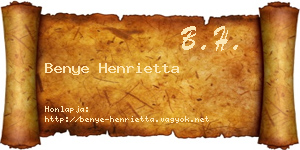Benye Henrietta névjegykártya